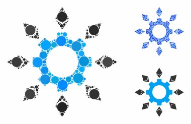 Küre Ögelerinin Ethereum Yapılandırması Mozaik Simgesi