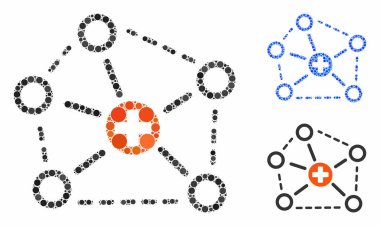Tıbbi Ağ Yapısı Çember Noktalarının Mozaik Simgesi