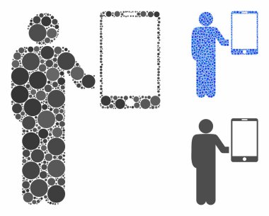 Adam Akıllı Telefon Kompozisyon Simgesini Tutuyor Çember Noktaları