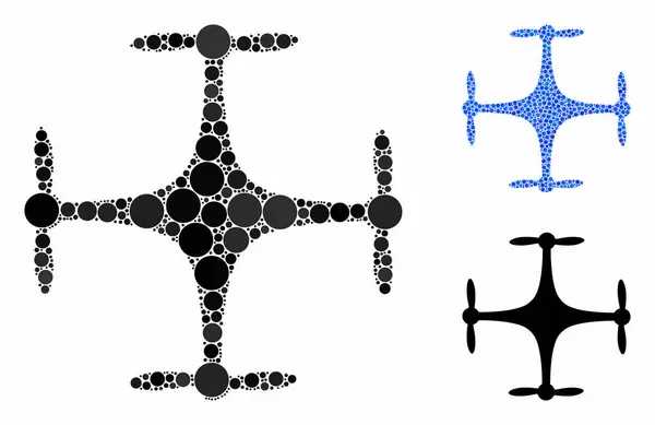 Icono de mosaico de helicóptero de puntos de círculo — Vector de stock