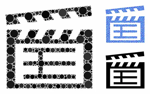 Film Clap Mosaik ikon av cirklar — Stock vektor