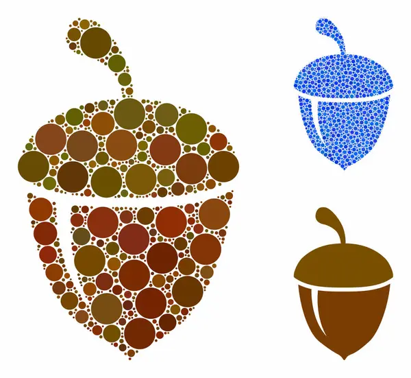 Acorn Composition Icono de Círculos — Vector de stock