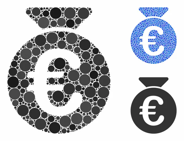 Euro Money Bag Composition Icon of Circles — стоковий вектор