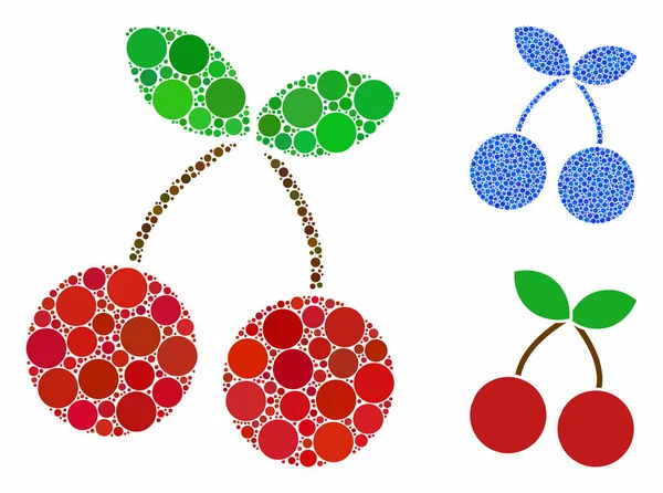 Icono de composición de cereza de puntos de círculo — Vector de stock