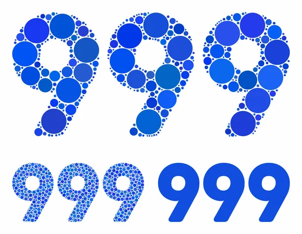 999 Digits Text Mosaic Icon of Spheric Items — ストックベクタ