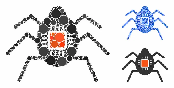 Spion Bug Komposition Ikone der Kreise — Stockvektor