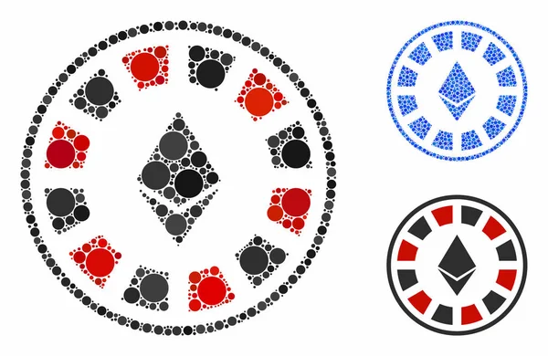 Ethereum Casino Ruleta Composición icono de los puntos del círculo — Vector de stock