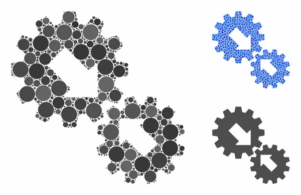 Engrenagens de integração Ícone mosaico de pontos de círculo — Vetor de Stock