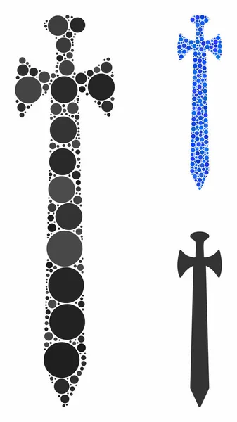 Medieval Sword Mosaic Icon of Round Dots — 스톡 벡터