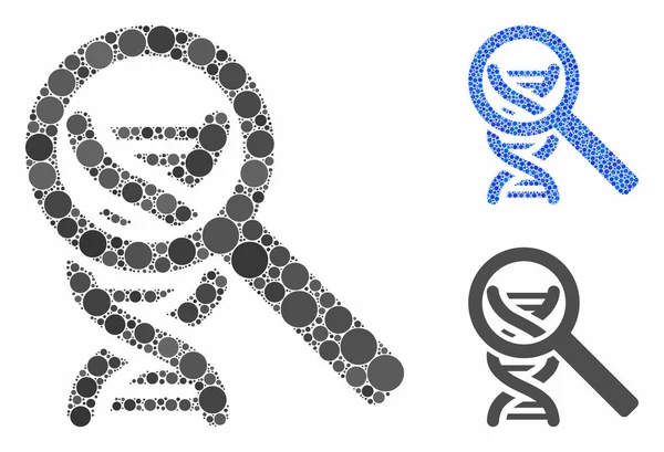 Analyse de l'ADN Icône mosaïque de points ronds — Image vectorielle