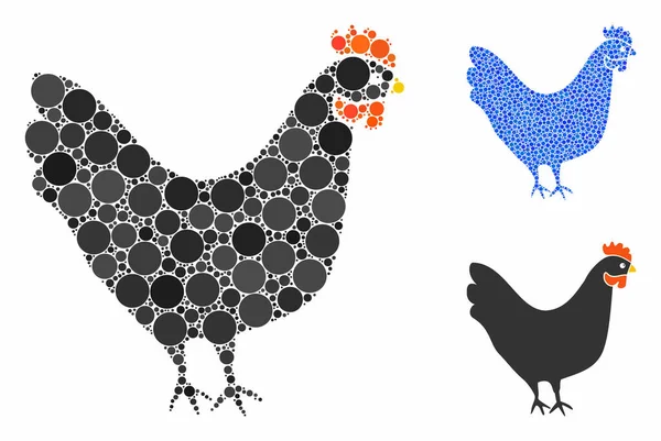 Hühnerkomposition Ikone des Kreises Punkte — Stockvektor