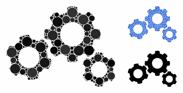 Composition des engrenages Icône de points ronds — Image vectorielle