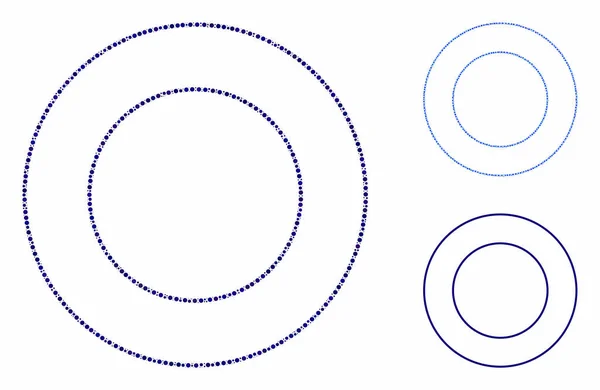丸点の二重丸枠構成アイコン — ストックベクタ