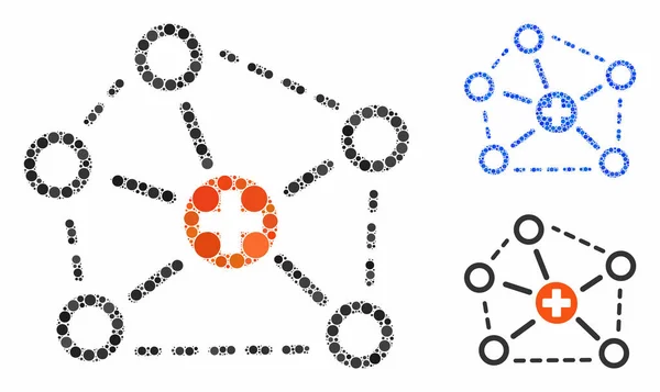 Структура медицинской сети Мозаичная икона круговых точек — стоковый вектор