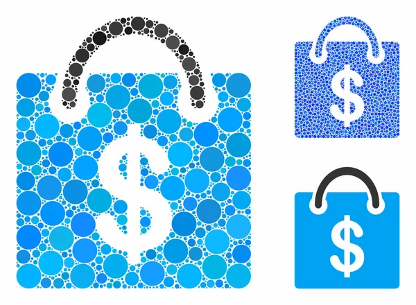 Shopping Bag Mosaico Icona di cerchi — Vettoriale Stock