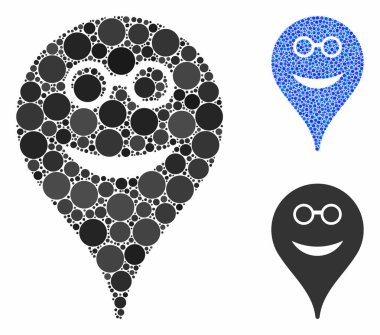 Gözlük Gülen Harita İşaretleyici Kompozisyon Yuvarlak Noktaların Simgesi
