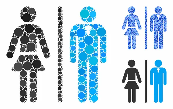 Toilette Personen Mosaik Ikone der runden Punkte — Stockvektor