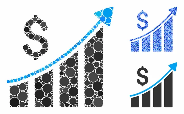 Sales Growth Bar Chart Mosaic Icon of Spheric Items