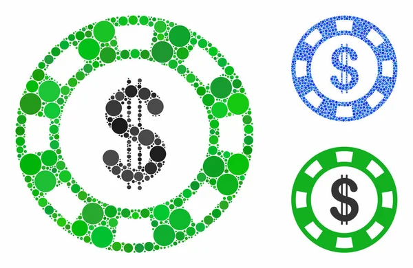 Dólar casino chip mosaico icono de los círculos — Archivo Imágenes Vectoriales