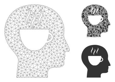 Kahve Düşünen Vektör Kabartma Model ve Üçgen Mozaik Simgesi