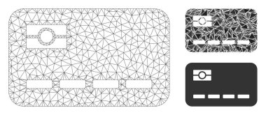 Kredi Kartı Vektör Örgü Tel Çerçeve Modeli ve Üçgen Mozaik Simgesi