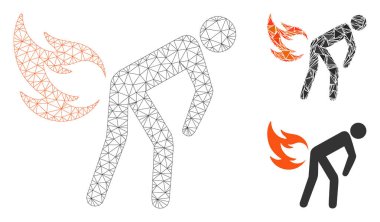 Ateş Osuran Vektör Ağları 2d Model ve Üçgen Mozaik Simgesi