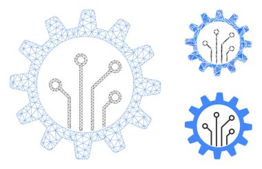 Gear Yonga Vektörü Kabartma Modeli ve Üçgen Mozaik Simgesi