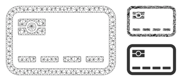 Karta bankowa wektor siatki Wire Frame Model i Trójkąt Mozaika Ikona — Wektor stockowy