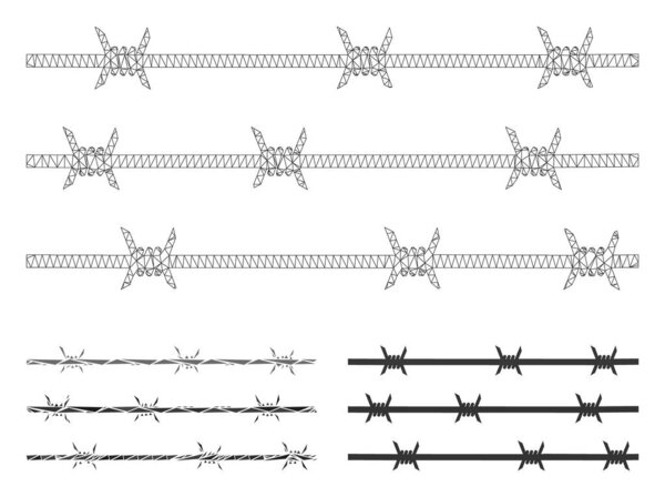 Barbwire Fence Vector Mesh Network Model and Triangle Mosaic Icon