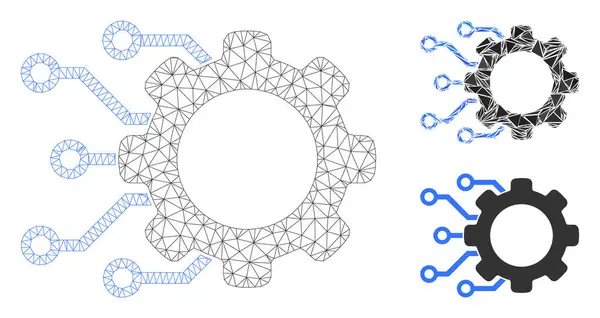 Dijital Vites Veri Ağı 2d Model ve Üçgen Mozaik Simgesi — Stok Vektör