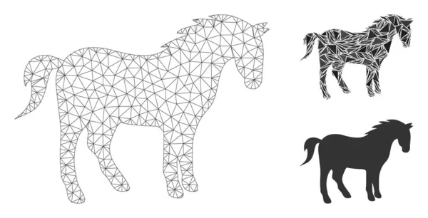 Modelo de canal de malla vectorial de caballo y icono de mosaico de triángulo — Vector de stock