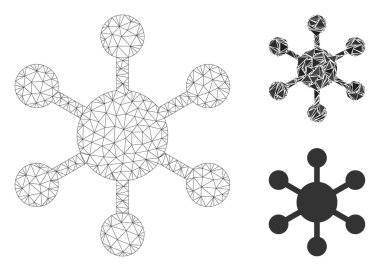 Ağ Düğümü Vektör Ağ Kablosu Çerçeve Modeli ve Üçgen Mozaik Simgesi