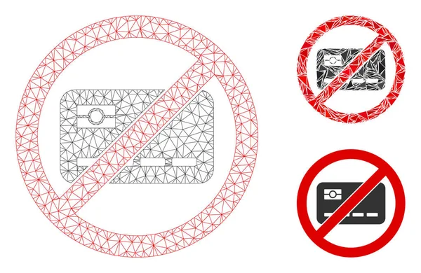 No Banking Card Vector Mesh Wire Frame Modello e Triangolo Mosaico Icona — Vettoriale Stock