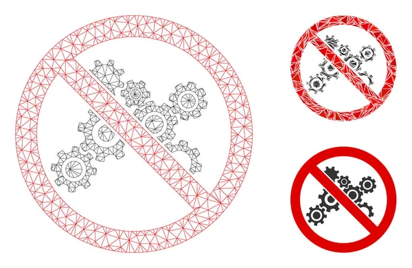 No Gears Vector Mesh Wire Frame Model and Triangle Mosaic Icon — стоковий вектор