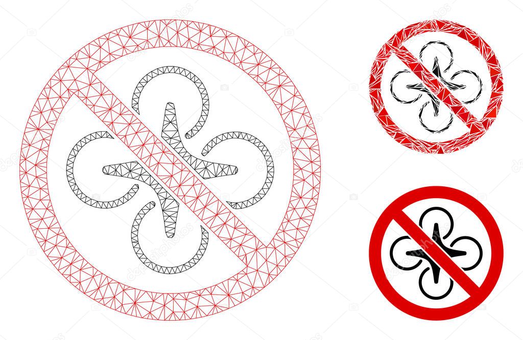 No Fly Drone Vector Mesh 2D Model and Triangle Mosaic Icon