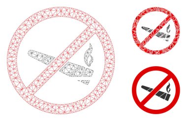 Sigara İçen Kenevir Vektörü Kablo Çerçeve Modeli ve Üçgen Mozaik Simgesi Yok