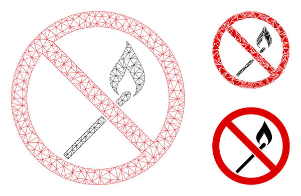 No Ignite Match Vector Mesh Carcass Model and Triangle Mosaic Icon