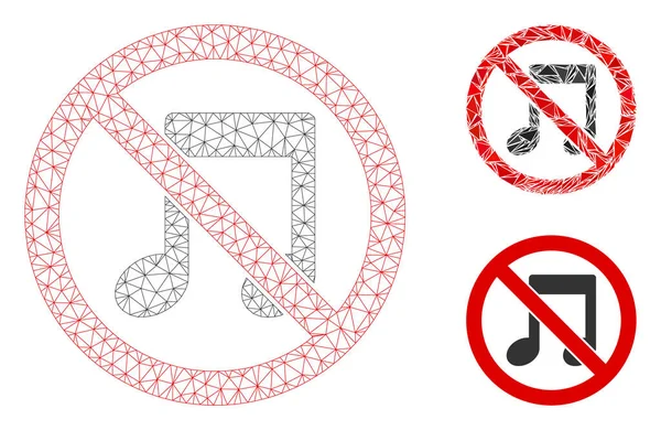 Nenhum modelo de armação de arame de malha de vetor de melodia e ícone de mosaico de triângulo —  Vetores de Stock