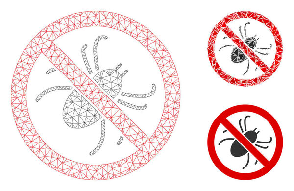 No Mite Vector Mesh Carcass Model and Triangle Mosaic Icon
