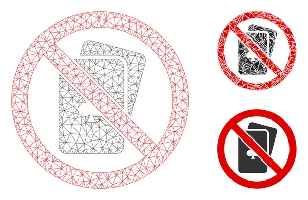 No Playing Cards Vector Mesh Network Model and Triangle Mosaic Icon — Stock Vector