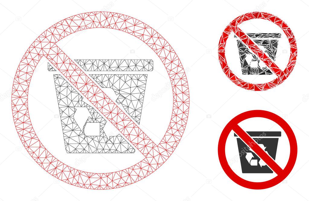 No Recycle Can Vector Mesh Carcass Model and Triangle Mosaic Icon