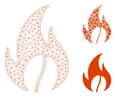 Kavrulmuş Kahve Vektörü Kablo Çerçeve Modeli ve Üçgen Mozaik Simgesi