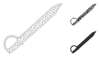 Kılıç Vektörü Kablo Çerçeve Modeli ve Üçgen Mozaik Simgesi