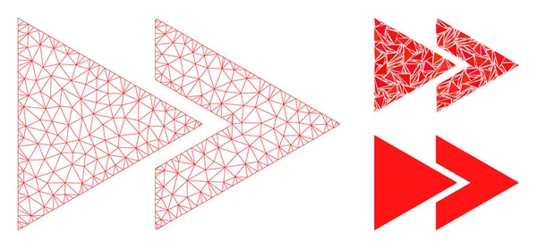 Modelo de canal de malla vectorial rebobinar hacia adelante y icono de mosaico triángulo — Vector de stock