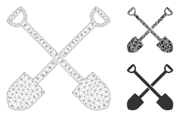 Palas Vector Malla 2D Modelo y Triángulo Mosaico icono — Vector de stock