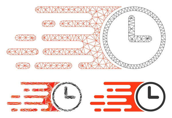 Rychlost Čas vektorové sítě 2d Model a trojúhelník Mozaika Ikona — Stockový vektor