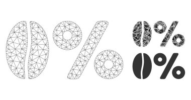 Sıfır Kafein Vektörü Kablo Çerçeve Modeli ve Üçgen Mozaik Simgesi