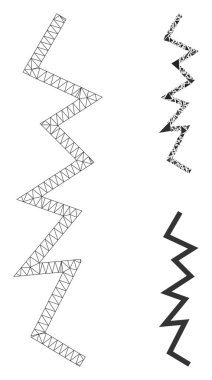 Zigzag Çizgisi Vektör Ağı 2d Model ve Üçgen Mozaik Simgesi