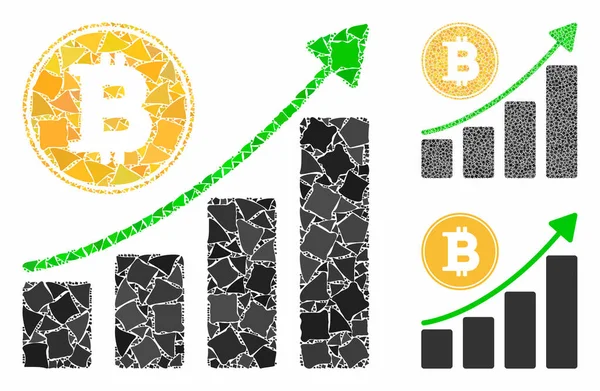 Bitcoin growing chart Composition Icon of Trembly Elements — Stock Vector