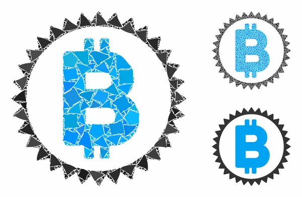 Bitcoin-Medaille Münzzusammensetzung Ikone der ungleichen Teile — Stockvektor